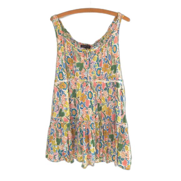 Rachel Zoe Floral Multi Colored Tank Dress Tiered Babydoll Flare Ruffle Boho S - Picture 1 of 5